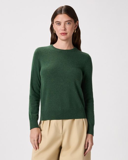 Quince Green Mongolian Cashmere Crewneck Sweater