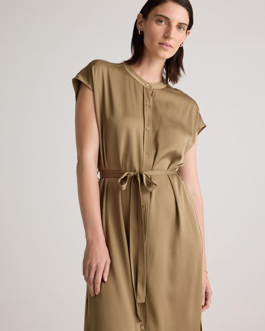 Quince Natural Washable Stretch Silk Midi Shirt Dress, Mulberry Silk