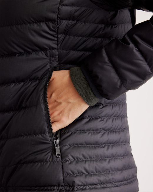 Quince Black Lightweight Down Packable Puffer Jacket, Recycled Polyester