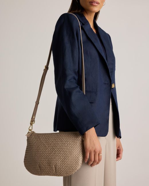 Quince Natural Italian Handwoven Leather Mini Shoulder Bag, Italian Leather