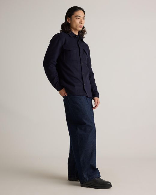 Quince Blue Italian Wool Overshirt, Wool/Nylon for men