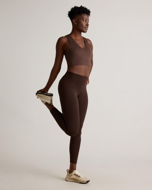 Quince Brown Power-Up High-Rise Training Legging, Nylon/Spandex