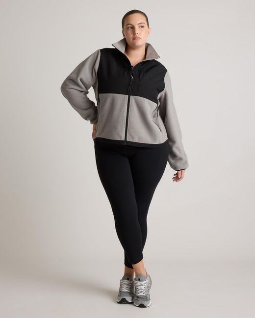 Quince Black Polar Fleece Full-Zip Jacket, Recycled Polyester