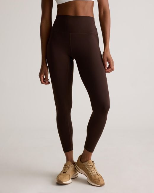 Quince Brown Power-Up High-Rise Training Legging, Nylon/Spandex
