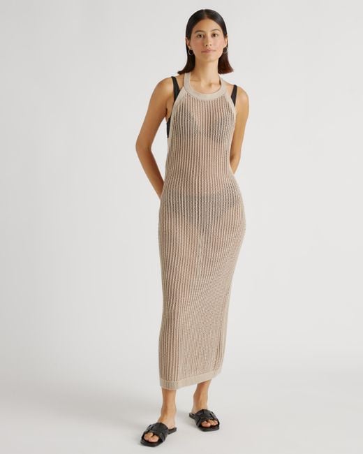 Quince Natural Open-Knit Cover-Up Maxi Dress, Organic Cotton