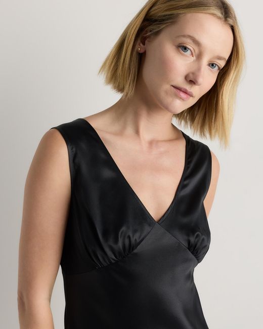 Quince Black V-Neck Maxi Dress, Silk