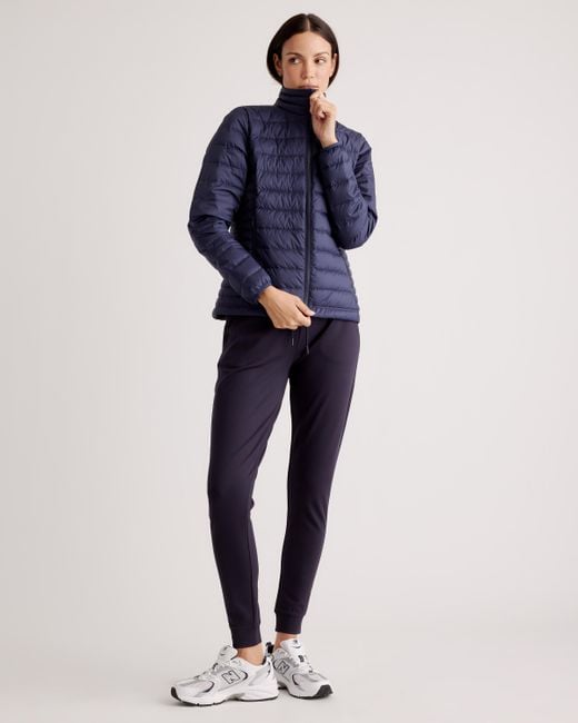 Quince Blue Lightweight Down Packable Puffer Jacket, Recycled Polyester