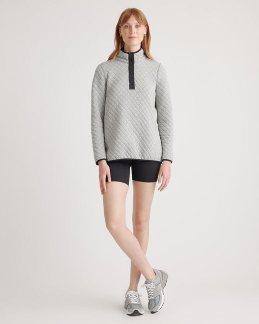 Quince Gray Reversible Quilted Pullover, Organic Cotton