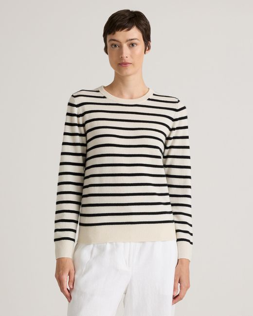 Quince White Mongolian Cashmere Crewneck Sweater