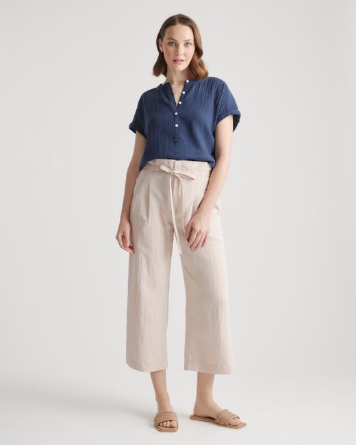 Quince Gauze Roll Sleeve Shirt in Blue Lyst