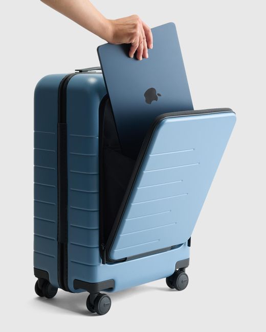 Quince Blue Front Pocket Carry-On Suitcase, Polycarbonte