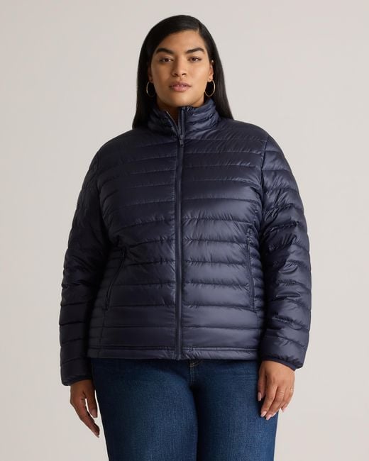 Quince Blue Lightweight Down Packable Puffer Jacket, Recycled Polyester
