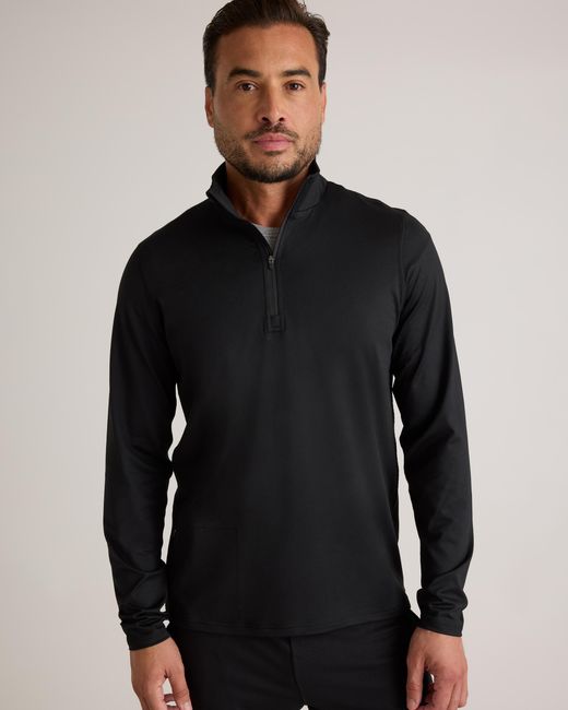Quince Black Flowknit Performance Half-Zip, Recycled Polyester for men