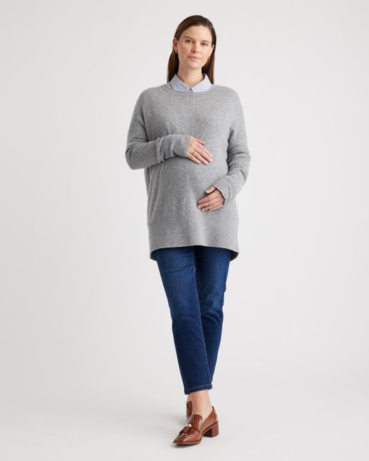 Quince Gray Mongolian Cashmere Maternity Oversized Batwing Sweater
