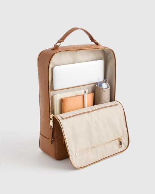 Quince Brown Italian Leather Laptop Backpack