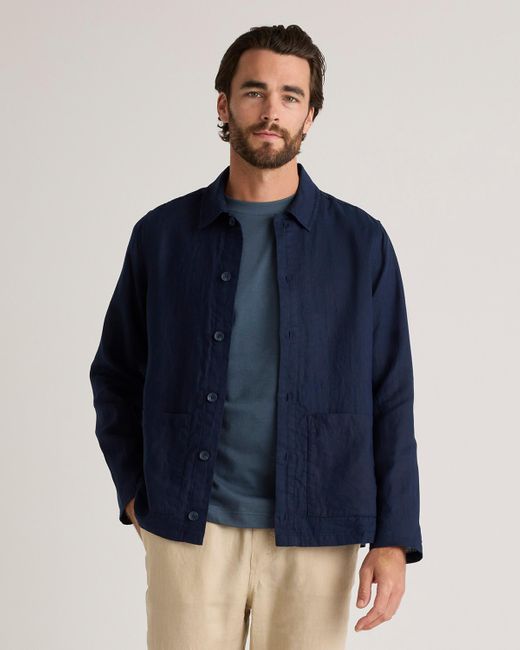 Quince Blue 100% European Linen Shirt Jacket for men