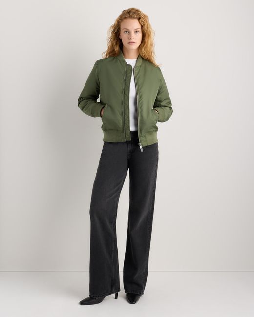 Quince Green Flight Nylon Bomber Jacket