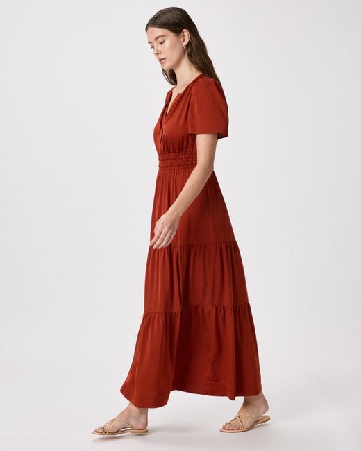 wine coloured maxi dress Wine and Hot Pink Wrap-front Tiered Maxi Dress  zenefashions