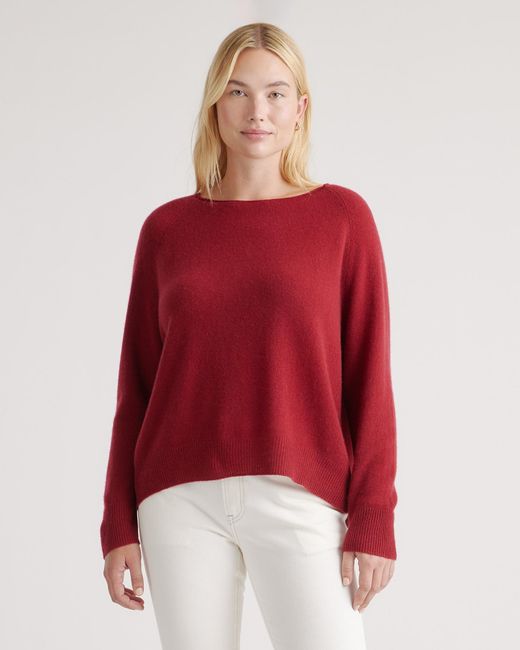 Quince Red Mongolian Cashmere Boatneck Sweater