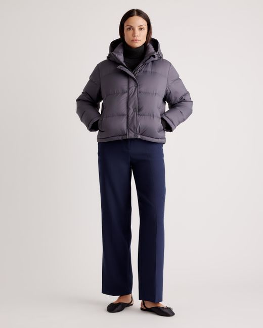 Quince Blue Responsible Down Cropped Puffer Jacket, Recycled Polyester
