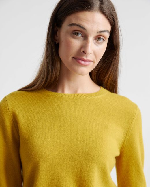 Quince Yellow Mongolian Cashmere Crewneck Sweater