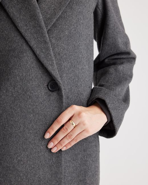 Quince Black Italian Wool Classic Single-Breasted Coat, Wool/Nylon