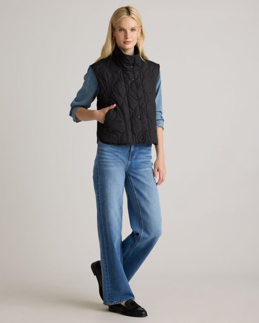 Quince Blue Featherless Quilted Puffer Vest, Recycled Polyester