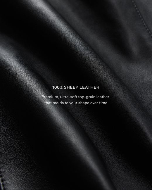 Quince Black Cropped Zip-Front Jacket, Leather