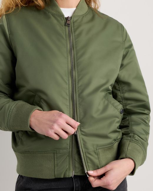 Quince Green Flight Nylon Bomber Jacket