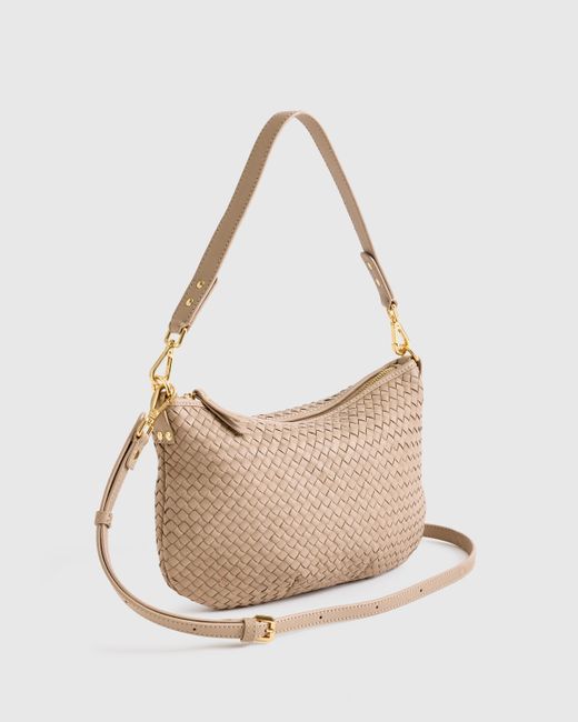 Quince Natural Italian Handwoven Leather Mini Shoulder Bag, Italian Leather