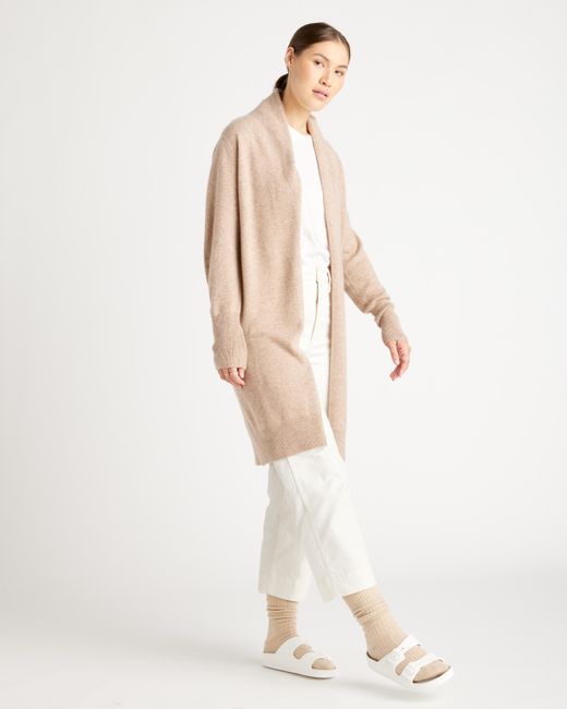 Quince White Mongolian Cashmere Duster Cardigan Sweater