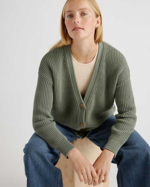Quince Oversized Boyfriend Cardigan Sweater in Green Lyst