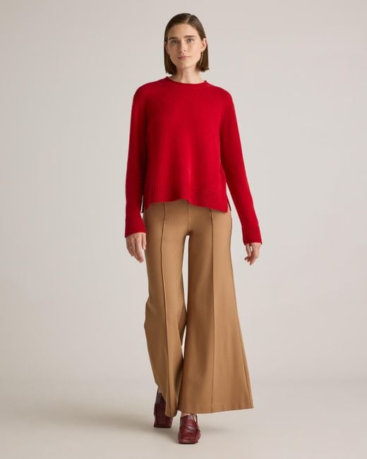 Quince Red Mongolian Cashmere Boxy Crewneck Sweater