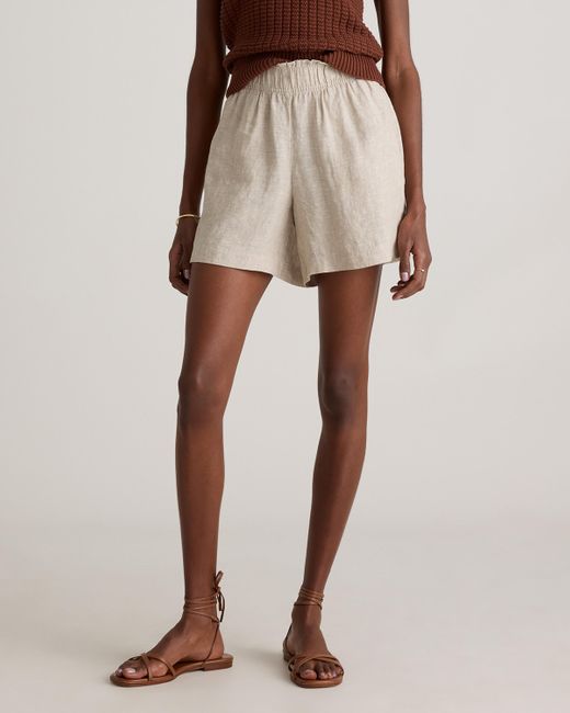 Quince Natural 100% European Linen High Waisted Shorts