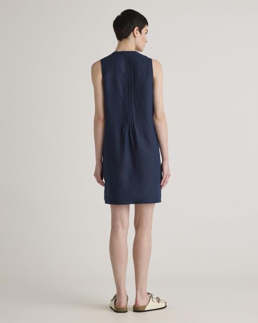 Quince Blue 100% European Linen Sleeveless Swing Dress