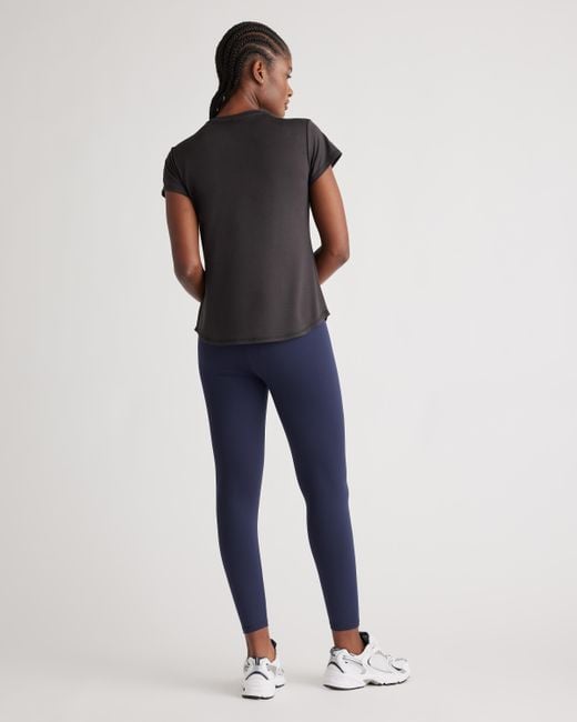 Quince Black Flowknit Breeze Tee, 100% Polyester