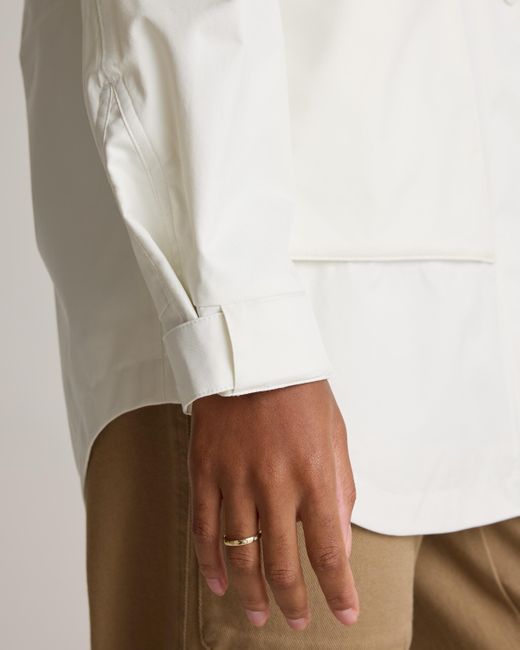 Quince White Weather Proof Oversized Rain Jacket, Polyester/Recycled Polyester Blend
