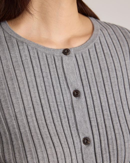 Quince Gray Eco-Knit Cropped Rib Cardigan