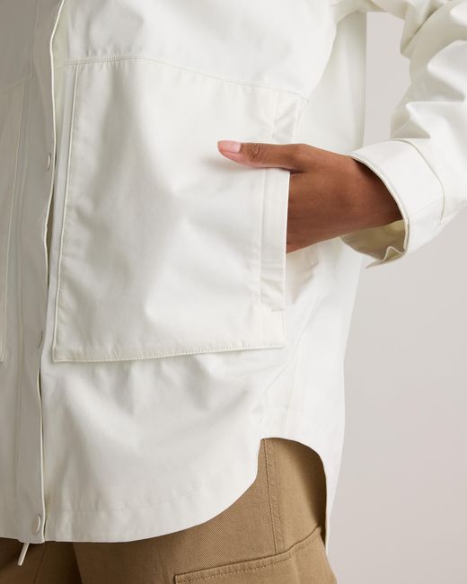 Quince White Weather Proof Oversized Rain Jacket, Polyester/Recycled Polyester Blend