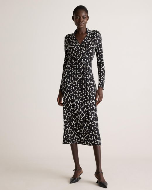 Quince 100% Silk Jersey Midi Wrap Dress in Natural | Lyst
