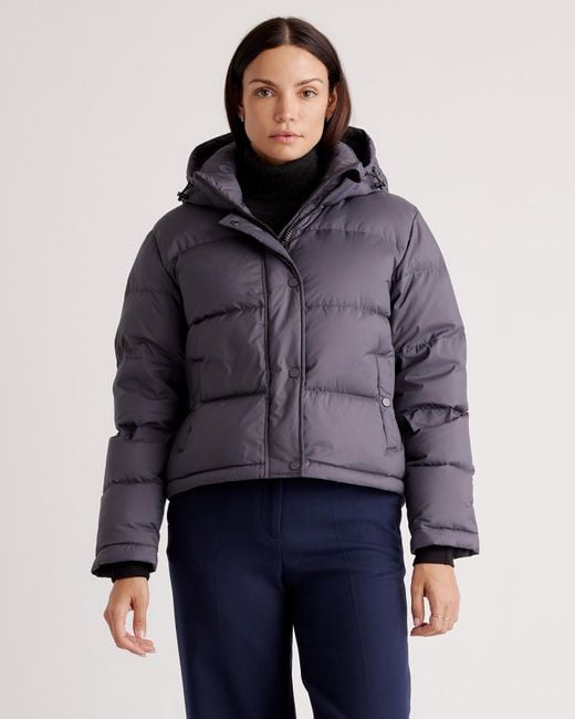 Quince Blue Responsible Down Cropped Puffer Jacket, Recycled Polyester