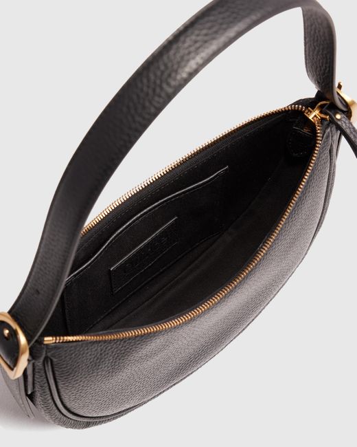 Quince White Italian Leather Mini Crescent Shoulder Bag