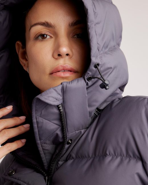 Quince Blue Responsible Down Cropped Puffer Jacket, Recycled Polyester