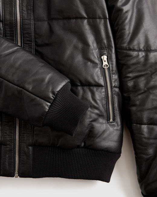 Quince Black Puffer Jacket, Leather