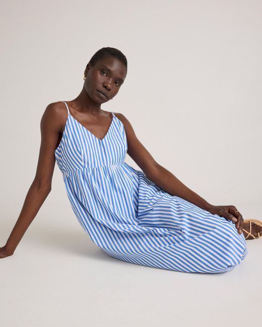 Quince Blue Sleeveless Maxi Dress, Organic Cotton