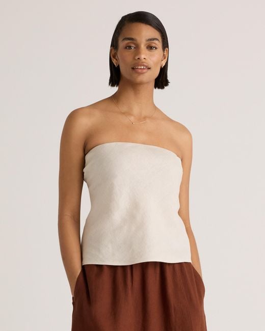 Quince Natural 100% European Linen Strapless Top