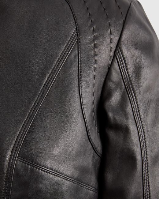 Quince Black Stand-Collar Jacket, Leather