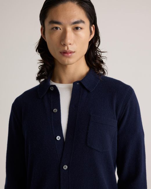 Quince Blue Mongolian Cashmere Button Down Sweater for men