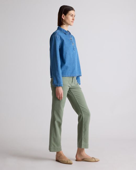 Quince Green French Terry Wide Leg Pants, Cotton