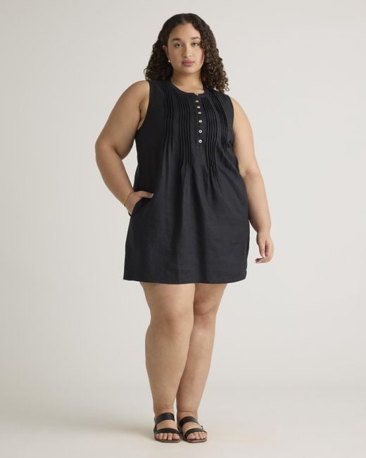 Quince 100% European Linen Sleeveless Swing Dress in Black | Lyst
